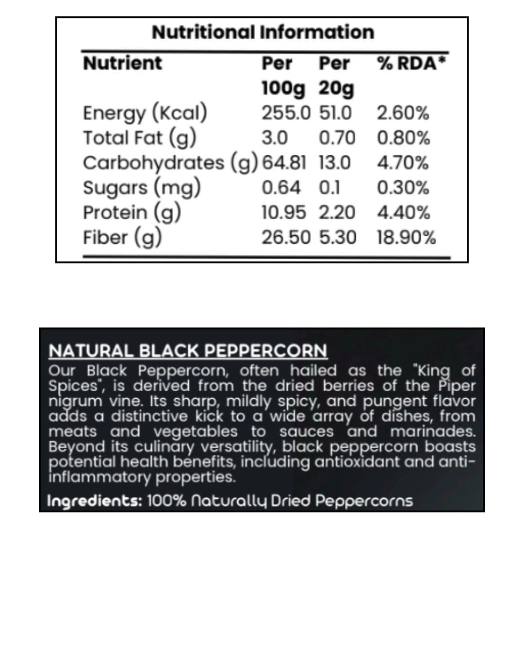Whole Black Pepper
