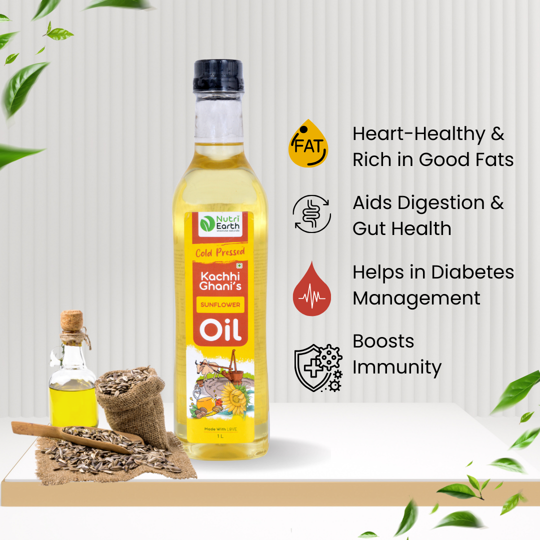 Essentail Benefits Wooden Cold Pressed Sunflower Oil - Nutri Earth