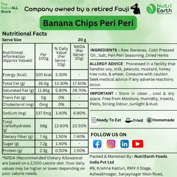 Banana Chips (Peri-Peri) - Nutri Earth