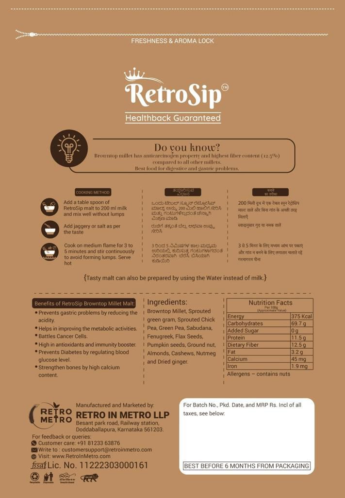 Retrosip Browntop Millet Malt Premium