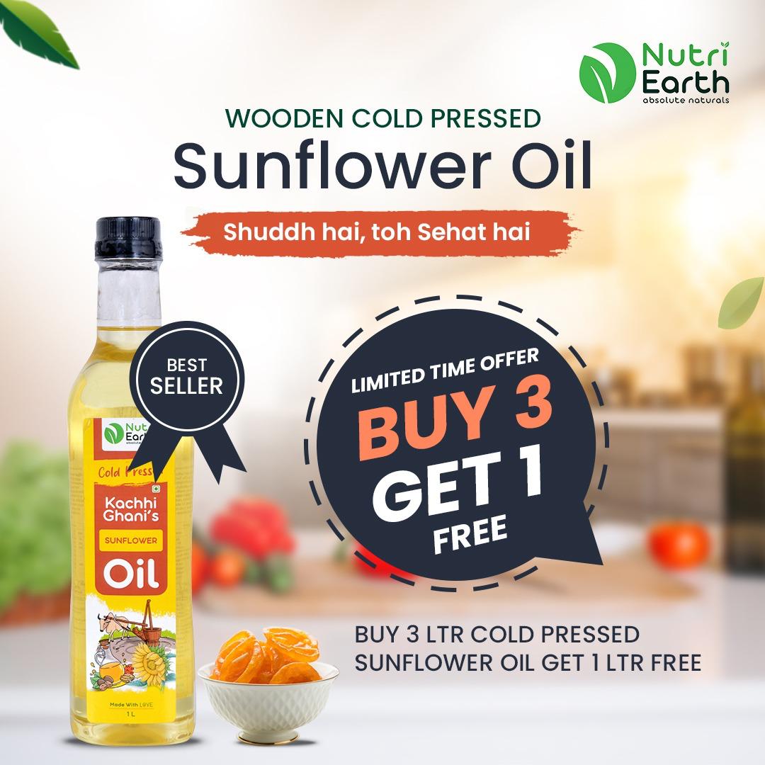 BUY 3 LTR COLD PRESSED SUNFLOWER OIL GET 1 LTR FREE