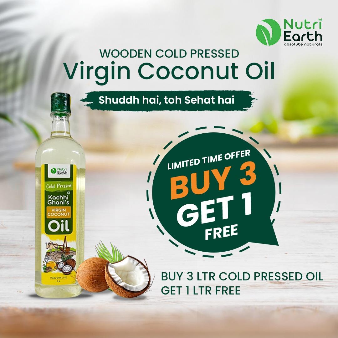 BUY 3 LTR Cold Pressed Virgin Coconut Oil GET 1LTR FREE