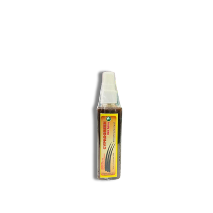 Cyprogreen Hair Spray bottle with herbal formula for scalp care and styling. Buy Nutriearth Cyprogreen Hair Spray online for healthy, shiny hair.