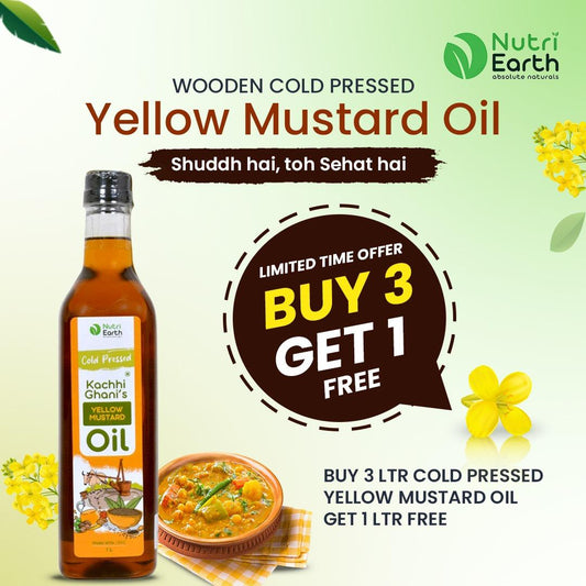 BUY 3 LTR COLD PRESSED YELLOW  MUSTARD OIL GET 1 LTR FREE